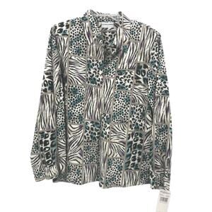 Alfred Dunner Long Sleeves animal print Shirt Top